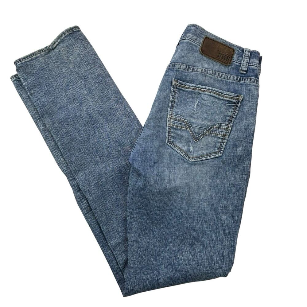 BKE Buckle Alec Straight Leg Jeans Men's 32L Actual 30" W x‎ 33.5"Ins Distressed - Picture 6 of 16
